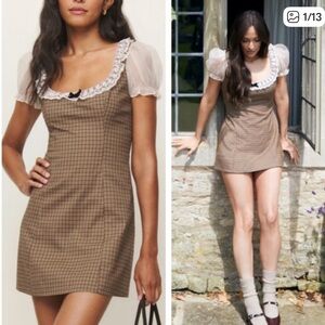 Reformation x Kasey Musgraves Bunny Beige Dress with Lace Trim